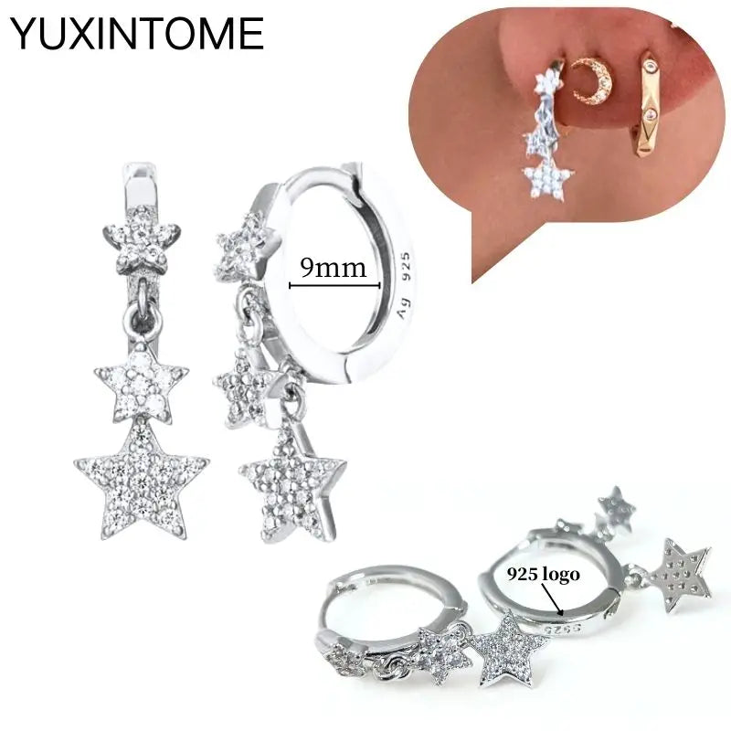 925 Sterling Silver Ear Needle Fashion Hoop Earrings White Crystal Luxury Women's Silver Earrings Wedding Women's Jewelry Gift Vera Lux