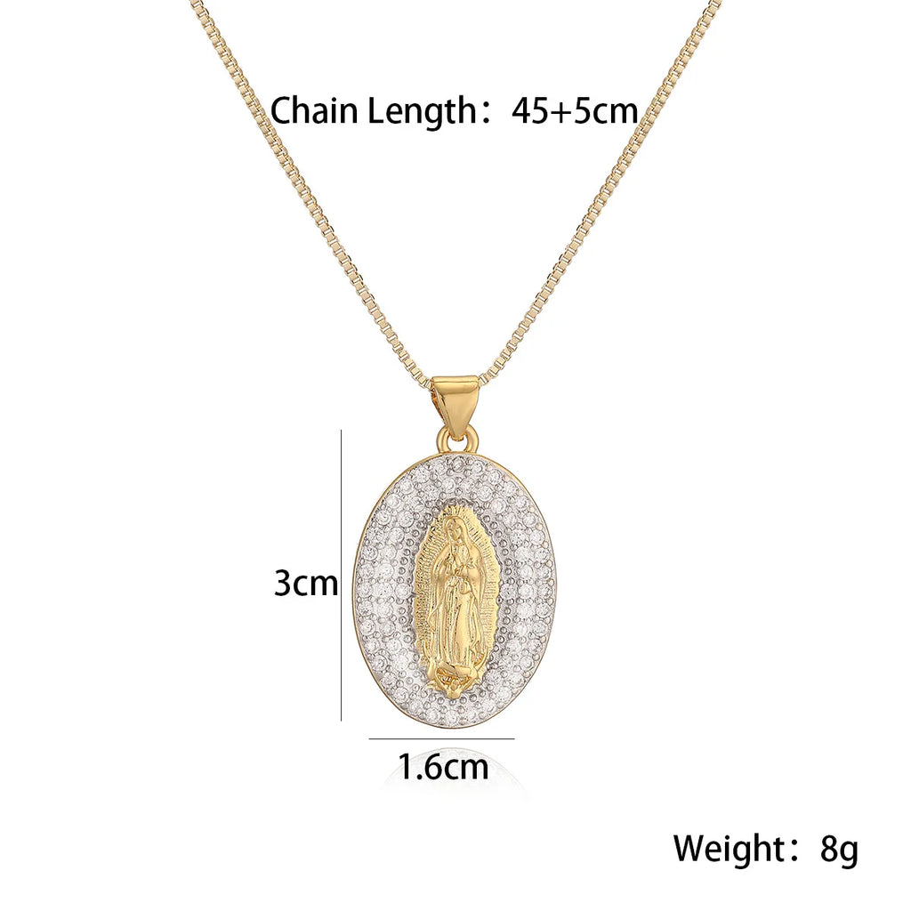NEWBUY 2025 New Trendy Silver/Gold Mix Color Shiny AAA CZ Inlay Virgin Mary & Priest Pendant Necklaces Vera Lux