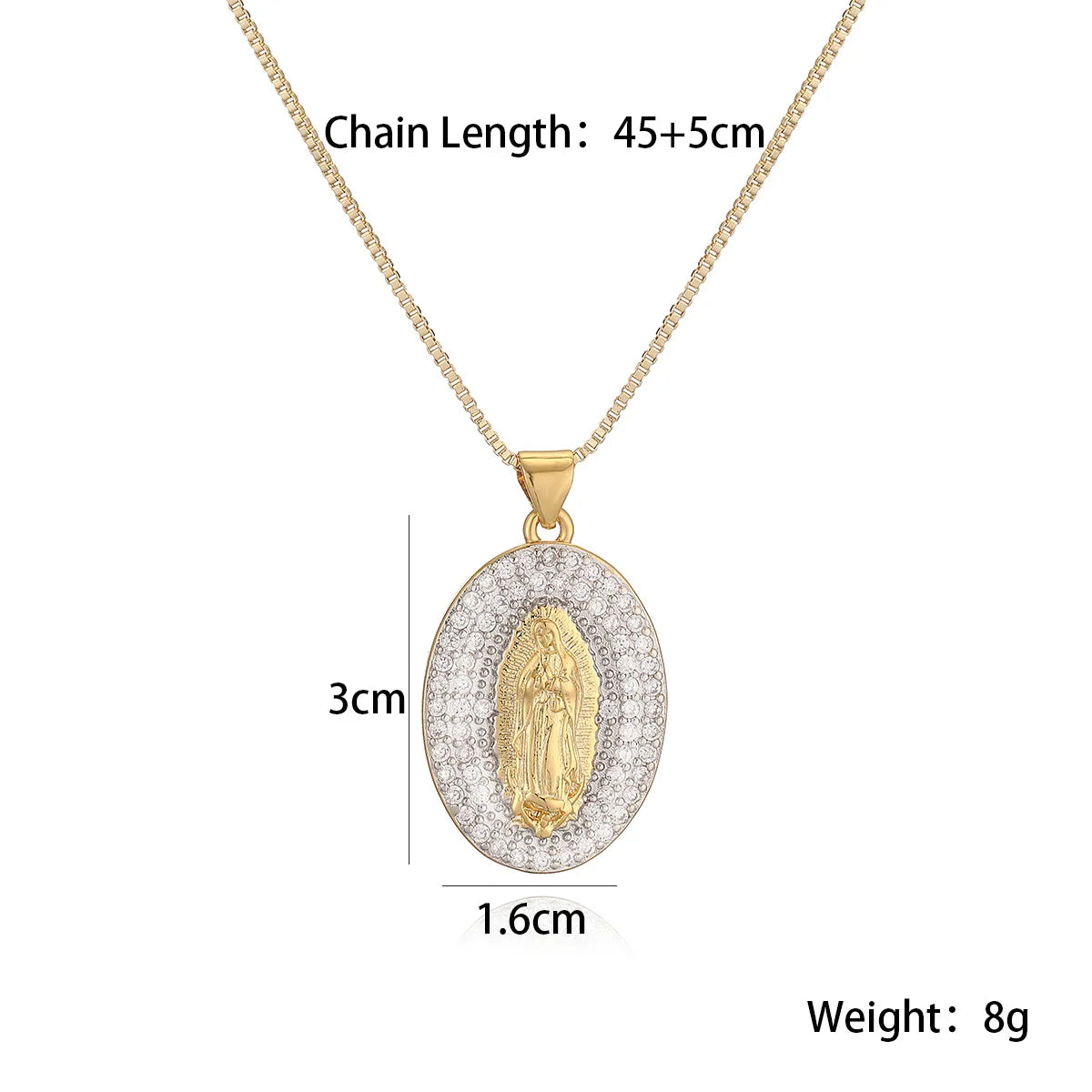 NEWBUY 2025 New Trendy Silver/Gold Mix Color Shiny AAA CZ Inlay Virgin Mary & Priest Pendant Necklaces Vera Lux