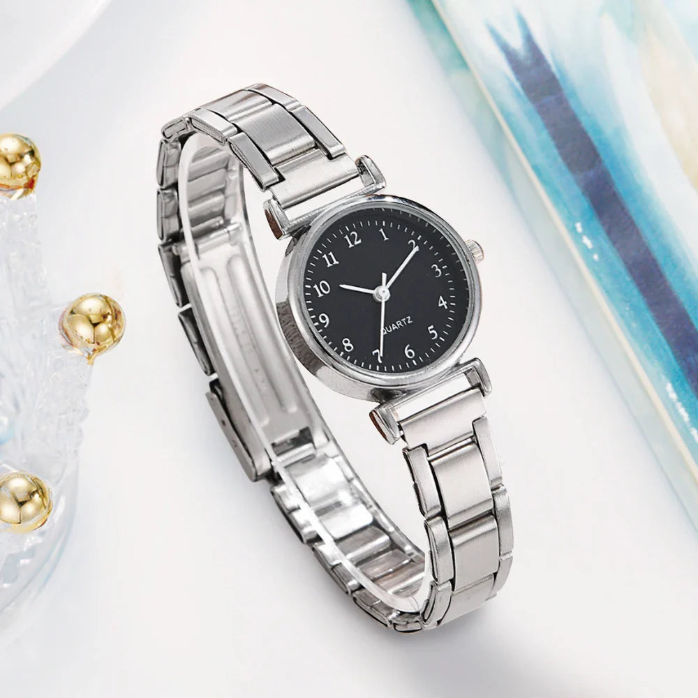Fashion Women Watches Small Arabic Dial Steel Band Ladies Quartz Watch Vera Lux