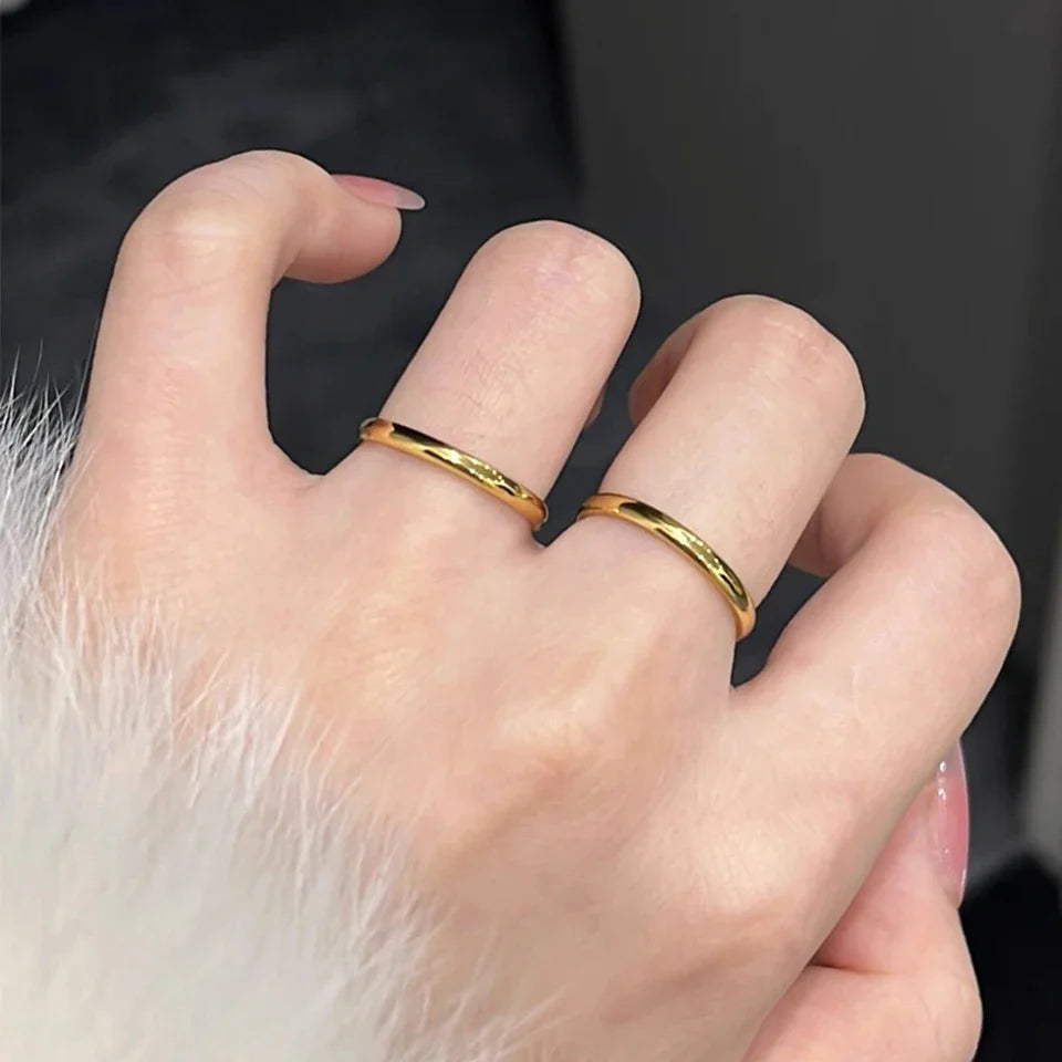 Stainless Steel Rings Gold Color/Silver ColorAnti-allergy Smooth Simple Wedding Couples Rings Bijouterie Vera Lux