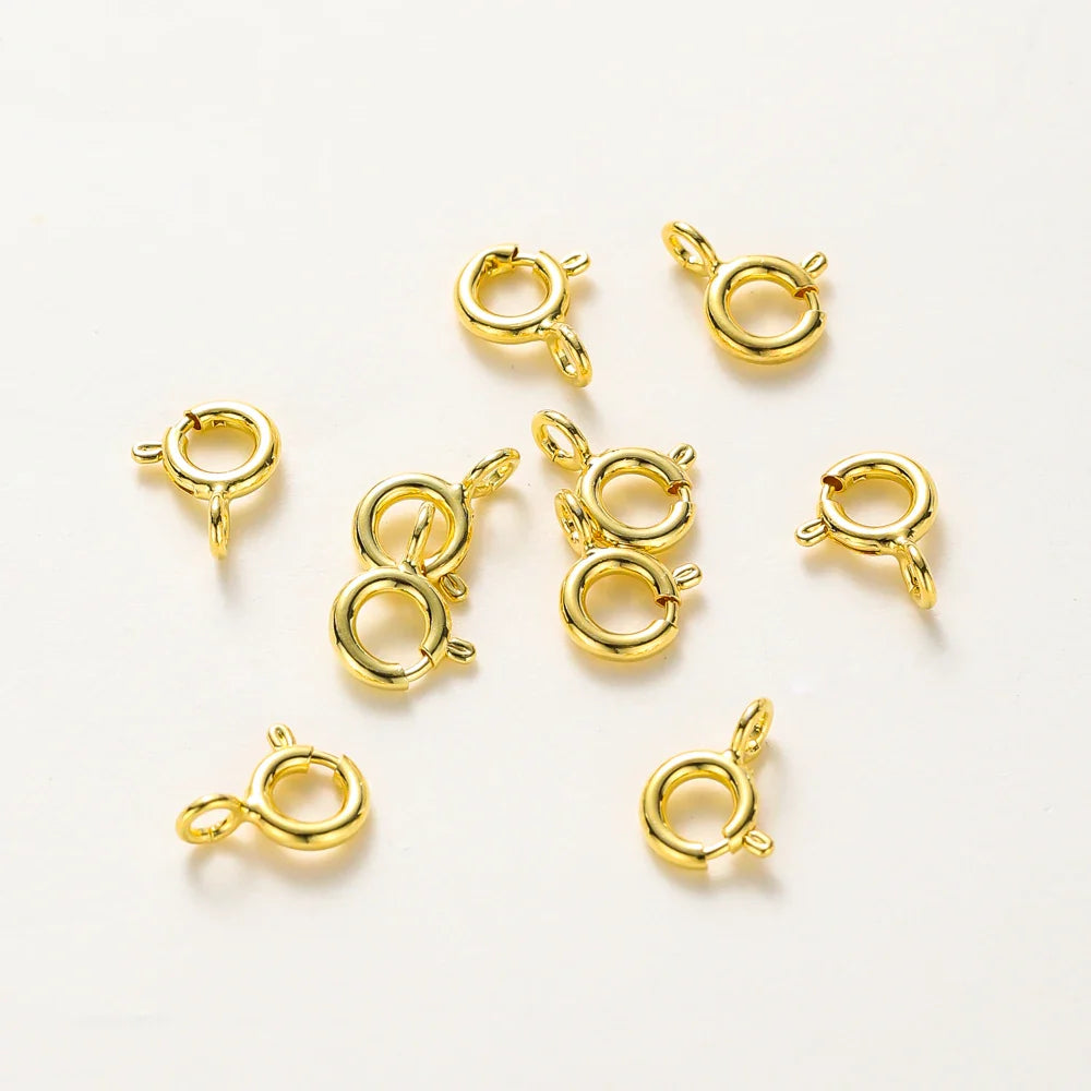 10pcs/ 14K 18K Gold Round Spring Clasp With Jump Ring Open Connect Clasp For DIY Jewelry Necklace Chain Making Accessories Vera Lux