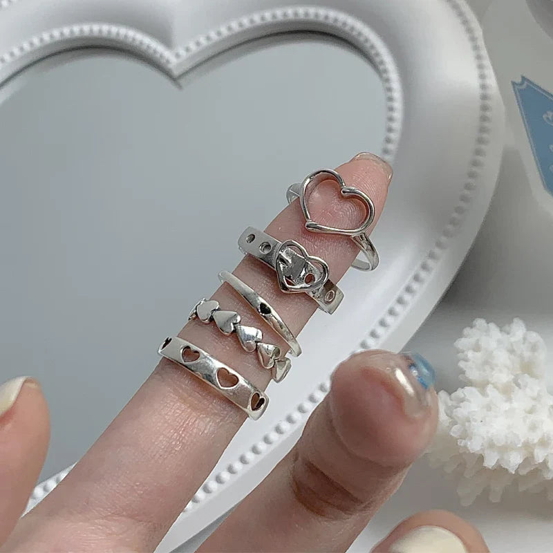 Bohemian Butterfly Pearl Rings Set for Women Shine Pearl Gothic Vintage Plated Retro Rhinestone Simple Finger Jewelry Gift Vera Lux