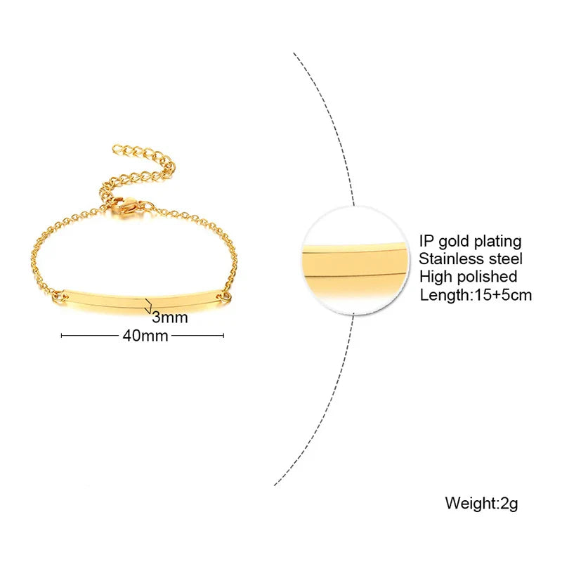Vnox Minimalist Personalize Engrave Stainless Steel Thin Bar Bracelets for Women Lady Custom Friendship Bridesmaid Gifts Jewelry Vera Lux