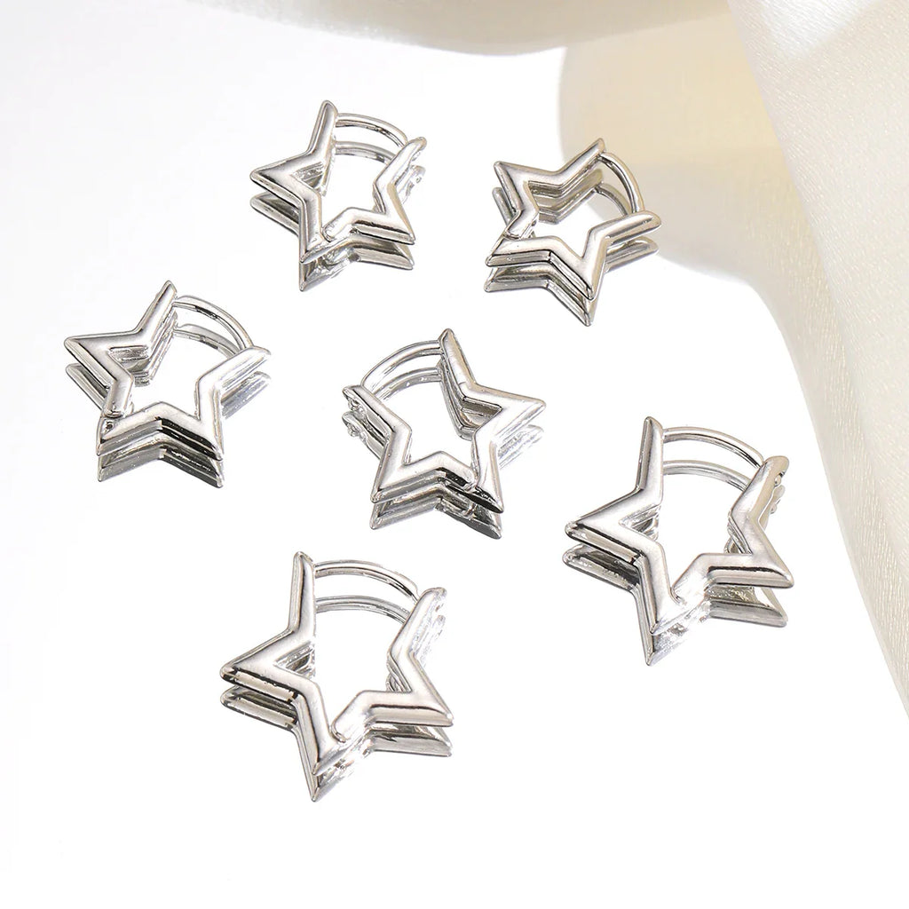 3 Pairs/set Punk Geometric Star Hoop Earrings for Women Simple Gold Color Copper Metal Circle Huggie Earrings New Unisex Jewelry Vera Lux