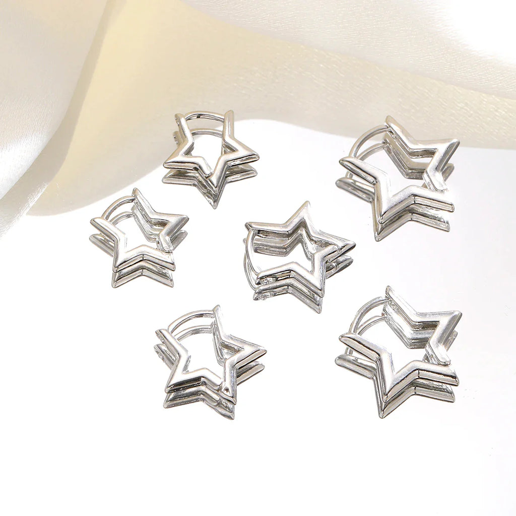 3 Pairs/set Punk Geometric Star Hoop Earrings for Women Simple Gold Color Copper Metal Circle Huggie Earrings New Unisex Jewelry Vera Lux