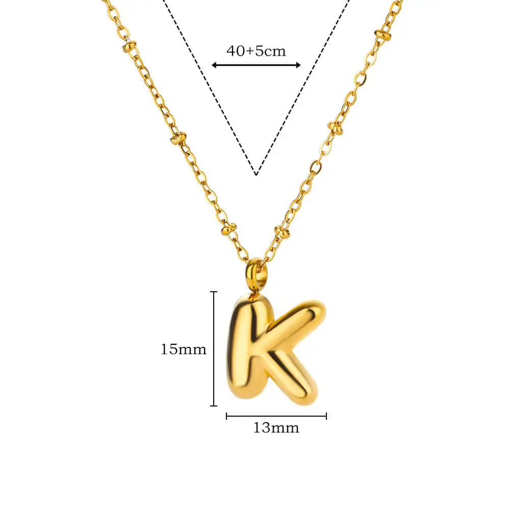 Vintage Initial Letter Necklaces For Women Stainless Steel Chain Collar Pendant Necklace 2024 New Wedding Couple Jewelry Gift Vera Lux