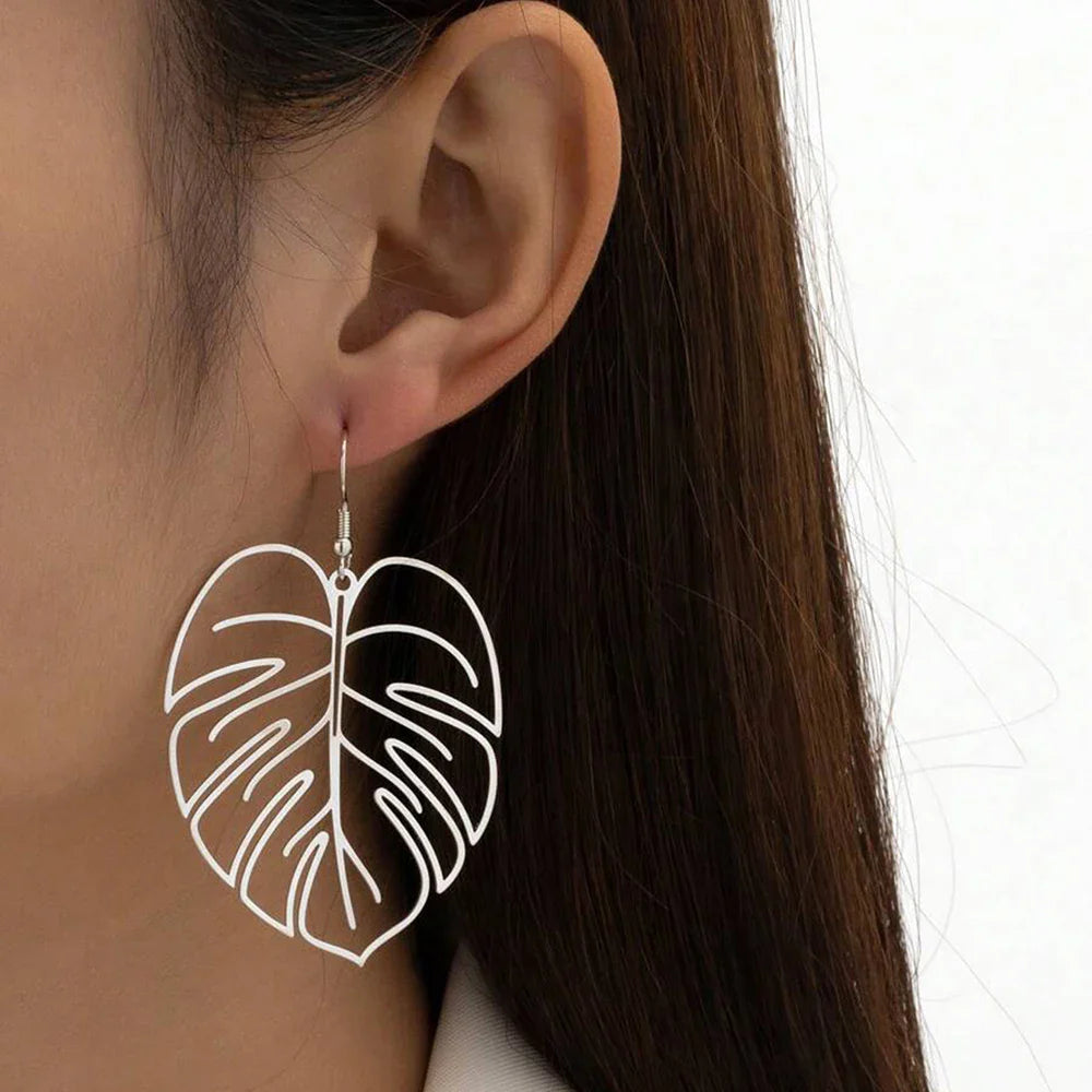 DOTIFI Stainless Steel Bohemian Hollow Exaggerated Leaf Dangle Drop Earring For Women Lady Geometric Female Jewelry Vera Lux