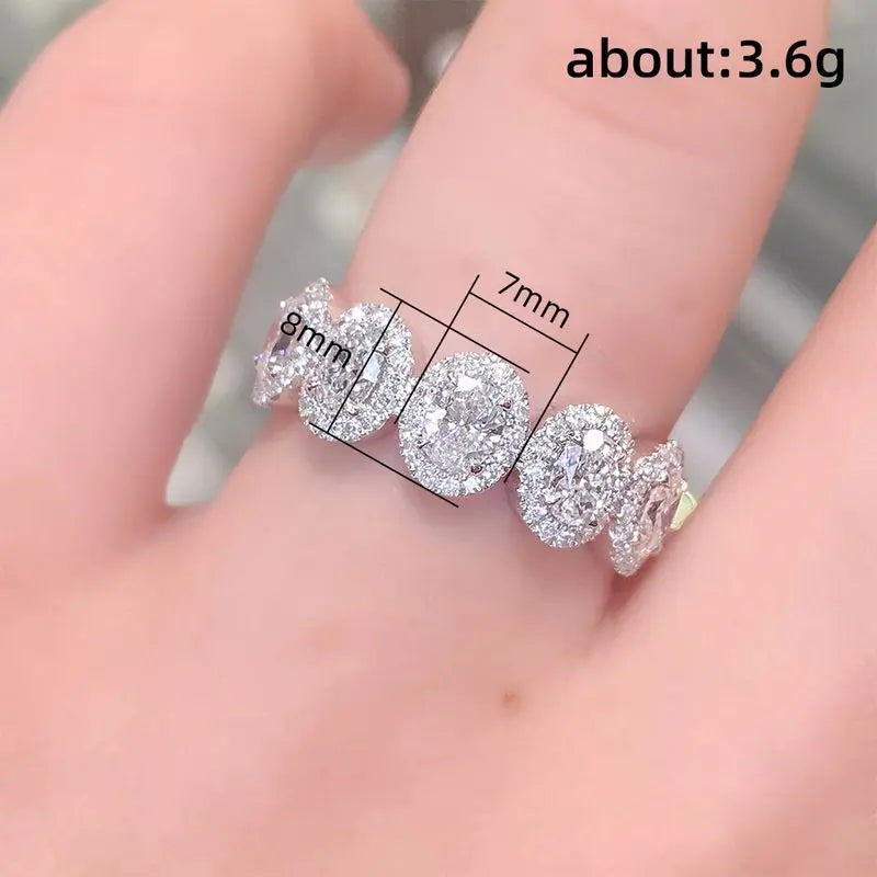925 Sterling Silve Chic Female Rings Luxury Paved Oval Cubic Zirconia Sweet Women Finger Accessories for Party Fashion Jewelry Vera Lux