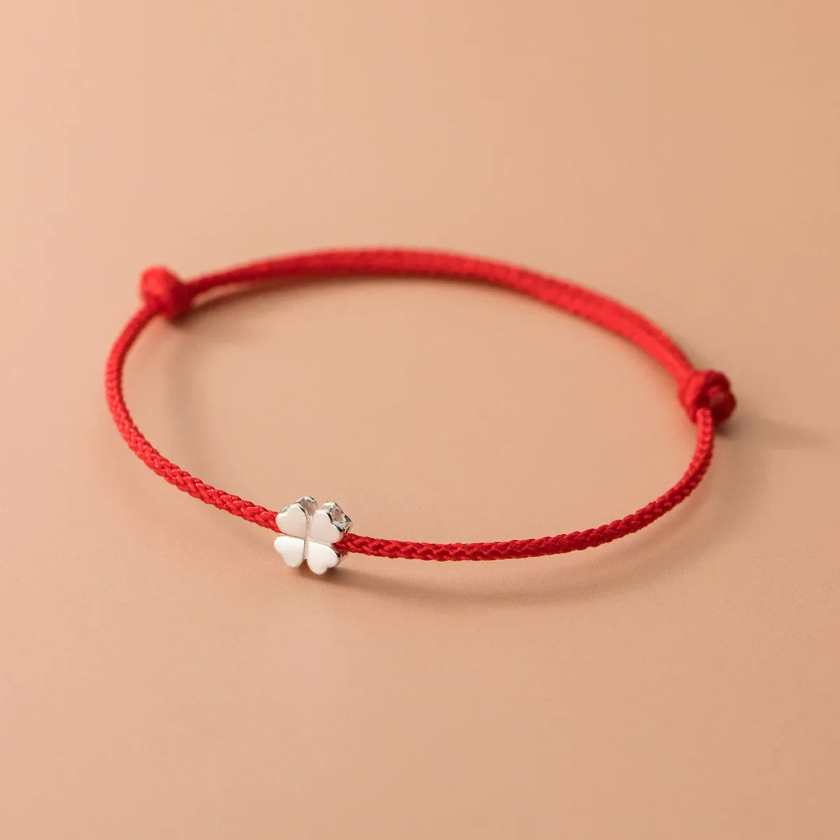 S925 Sterling Silver Flowers Red Rope Clover Adjustable Bracelet For Women Fine Jewelry Minimalist Accessories Vera Lux