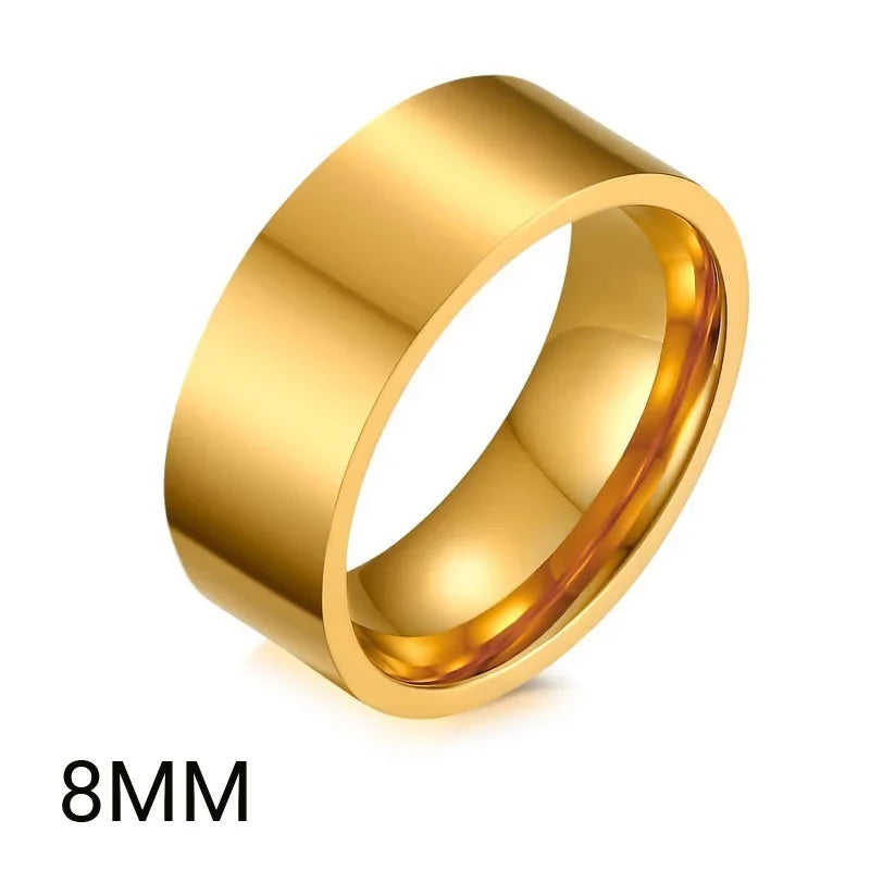 2mm 4mm 6mm 8mm Stainless Steel Wedding Ring for Women Flat Finger Rings Fashion Bijoux Femme Engagement Jewelry Vera Lux