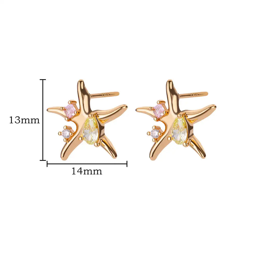 Water Drop Zircon Stars Stud Earrings For Women Stainless Steel Gold Color Statement Earring 2023 Femme Christmas Jewelry Gift Vera Lux