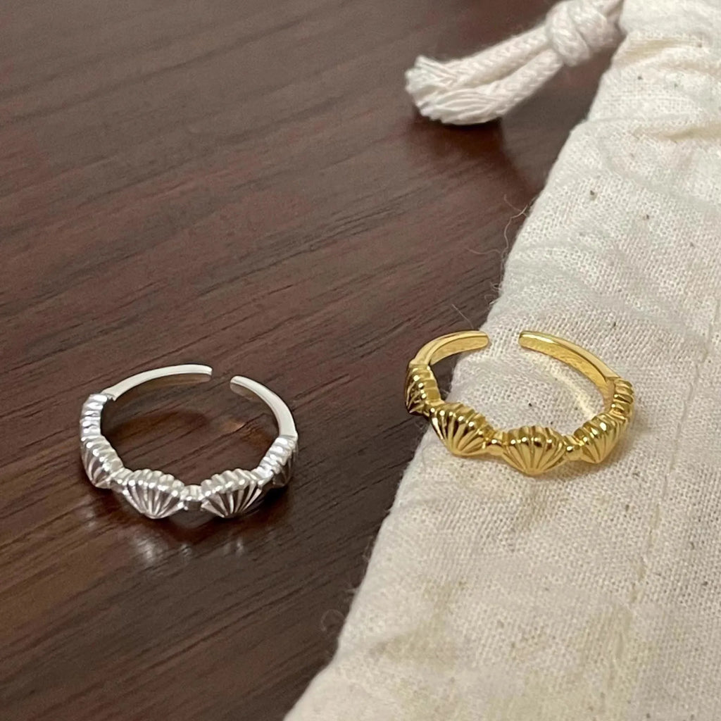 Fashion 925 Sterling Silver Shell Adjustable Rings Luxury Jewelry For Women Accessories Wholesale Vera Lux