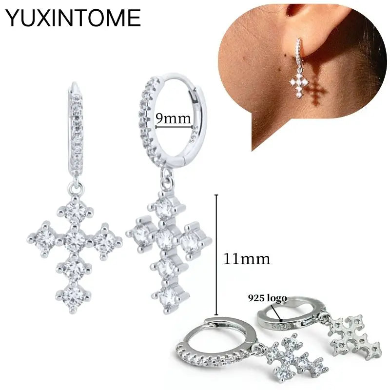 925 Sterling Silver Ear Needle Fashion Hoop Earrings White Crystal Luxury Women's Silver Earrings Wedding Women's Jewelry Gift Vera Lux