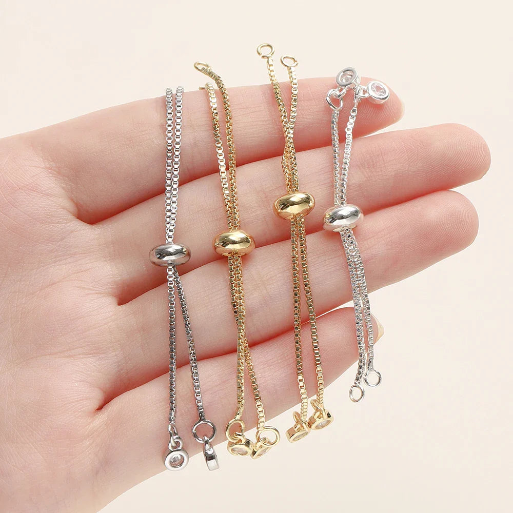 2/4pcs 5/7/12cm 14K/18K Gold Color Plated Brass Adjustable Slider Chains For DIY Bracelet Making Jewelry Making Accessories Vera Lux