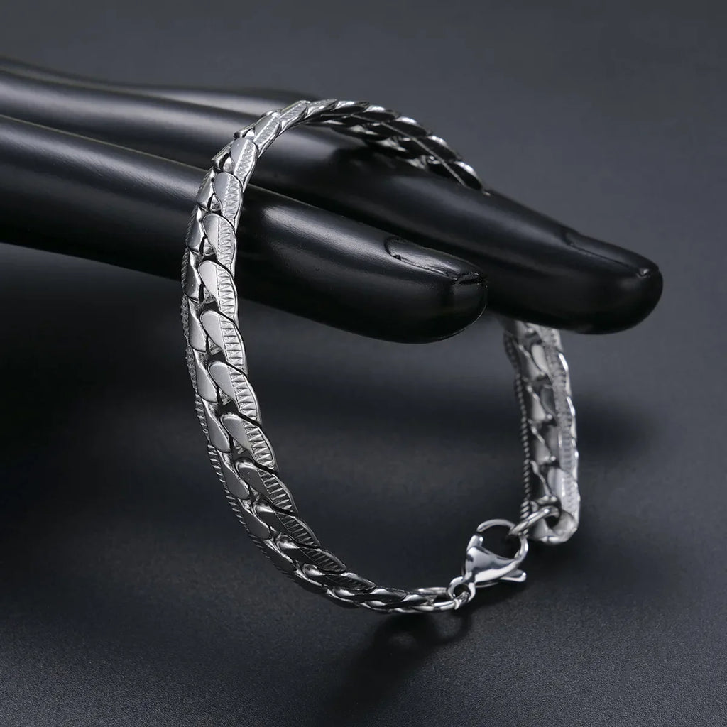 New Trendy Cuban Chain Men Bracelet Classic Stainless Steel Silver Color Width Chain Bracelet For Women Fashion Jewelry Gifts Vera Lux