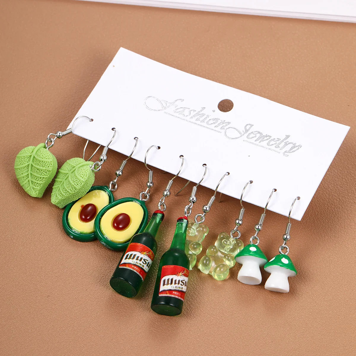 Fashion Sweet Fruit Drink Earrings Set for Women Cute Cartoon Food Ice Cream Donut Funny Resin Earrings Party Jewelry Gift New Vera Lux