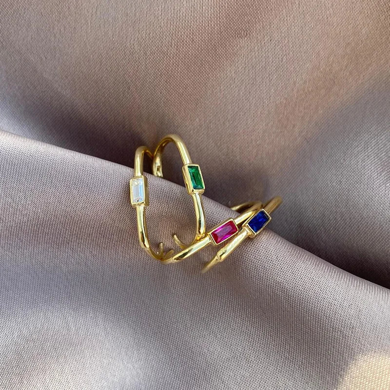 1pair Women's Colorful Zircon Square Ear Clip Geometric U-shape Hoop Earrings Daily Party Pairing With Jewelry Vera Lux