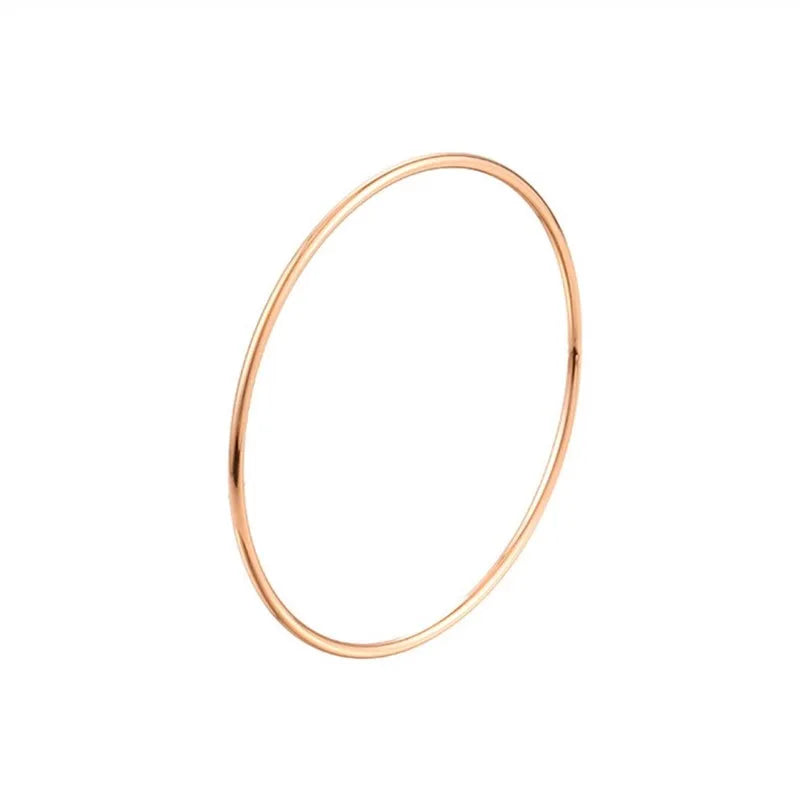 55mm/60mm/65mm Stainless Steel 2mm Thin Plain Polished Slip On Bangle Bracelet for Women Girl Vera Lux
