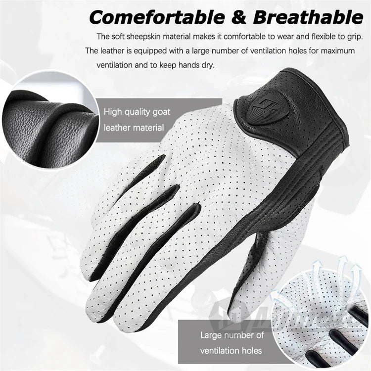 Leather Gloves Retro Biker BikerZoneZ