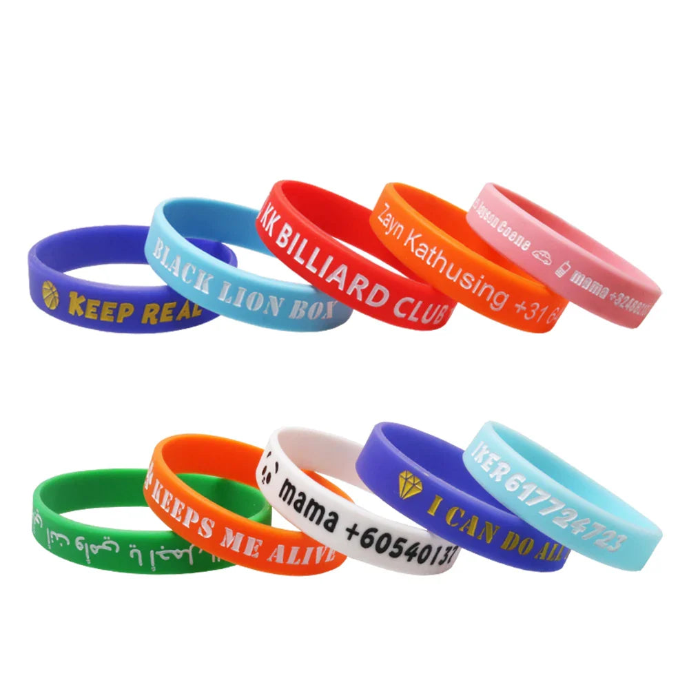 1 Lot Wholesale Custom Silicone Bracelet Custom Silicone Wristband Personalized Bangles Band for All Even Waterproof Not Fading Vera Lux
