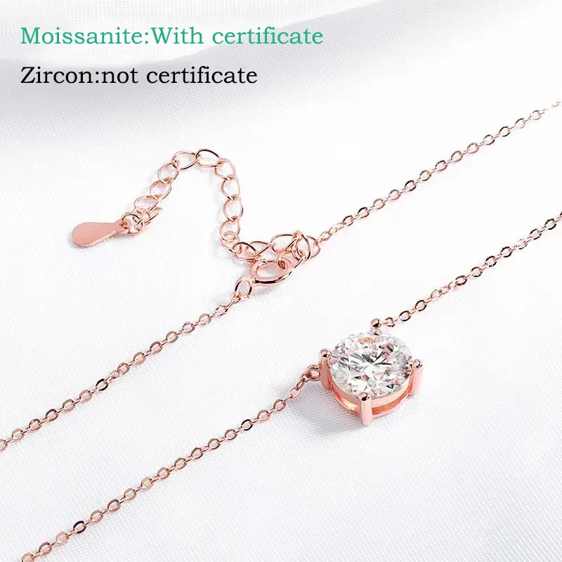 Smyoue 1-5CT Rose Gold Color Moissanite Necklace for Women D Color Sparkling Classic Lab Diamon Pendant Sterling Silver 925 100% Vera Lux