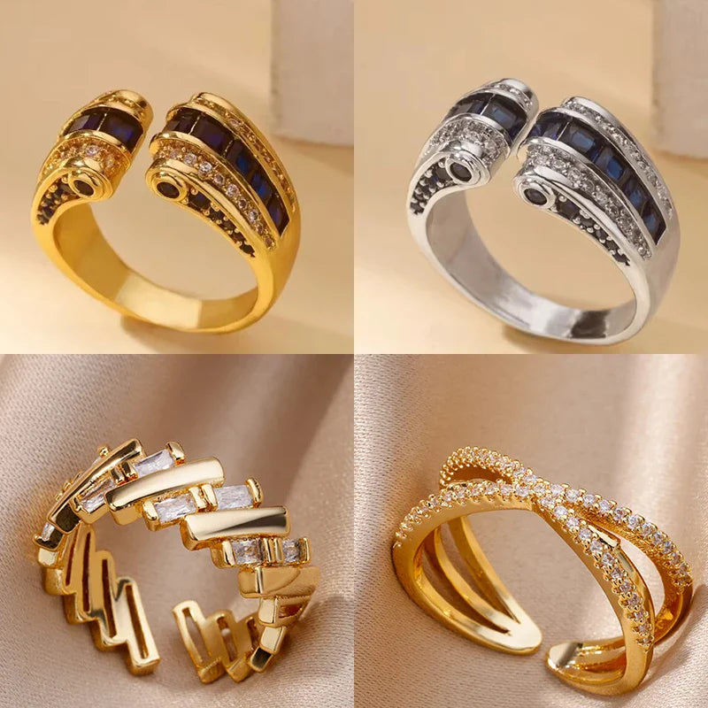 Gothic Stainless Steel Opening Finger Rings for Women Vintage Geometric Adjustable Finger Ring Trendy Punk Jewelry Gifts Vera Lux