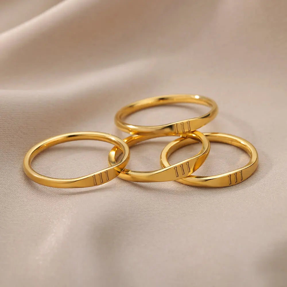 111 222 333 444 555 666 777 999 Angel Number Rings For Women Stainless Steel Ring Vintage Aesthetic Retro Jewelry anillos 2025 Vera Lux