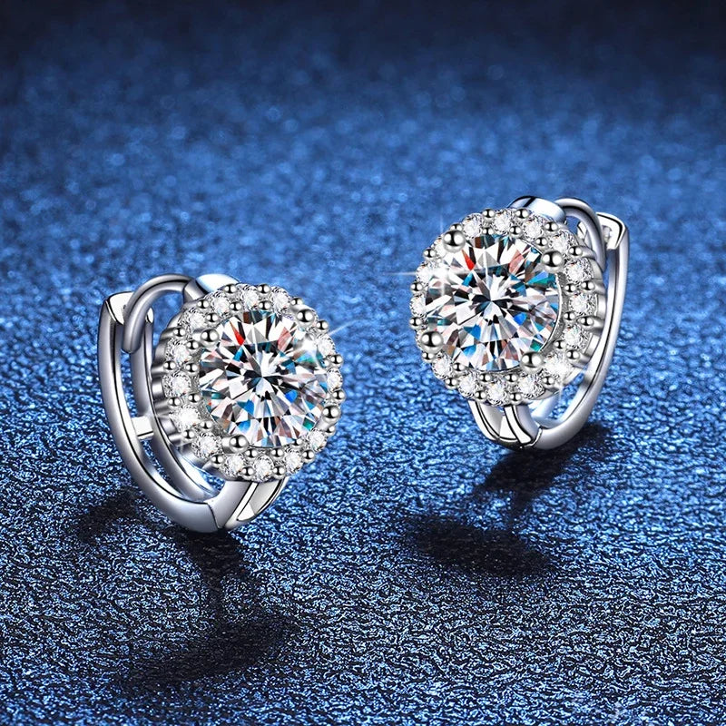 NeeTim 1ct 6.5mm Moissanite Earrings for Women S925 Sterling Silver with 18k Gold Plated Diamond Ear Studs Wedding Party Jewelry Vera Lux