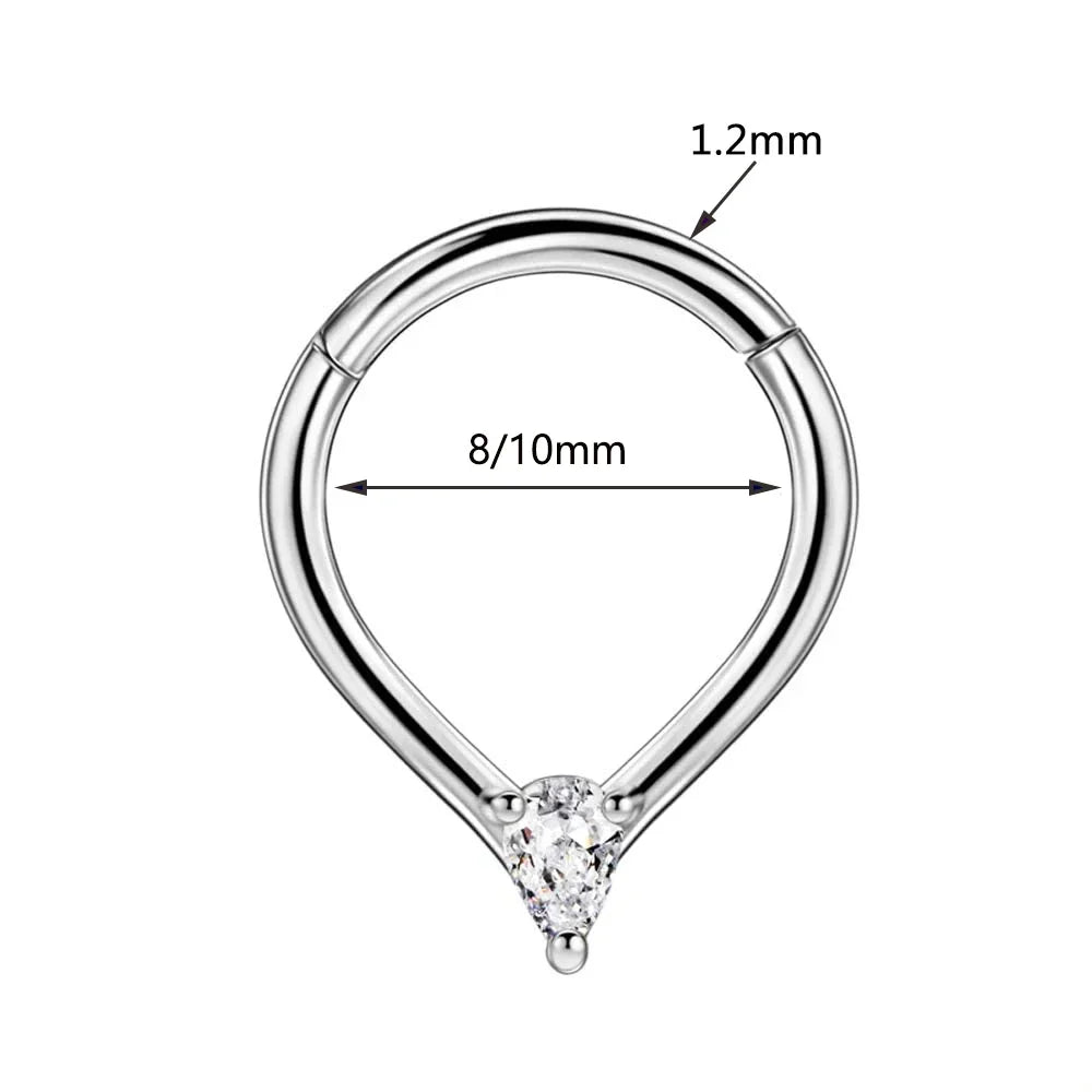 Flowers Nose Ring Septum 100% 316L Surgical Steel Zircon Clicker Daith Piercing Ear Cartilage Helix Hoop Flowers Water Drops Vera Lux