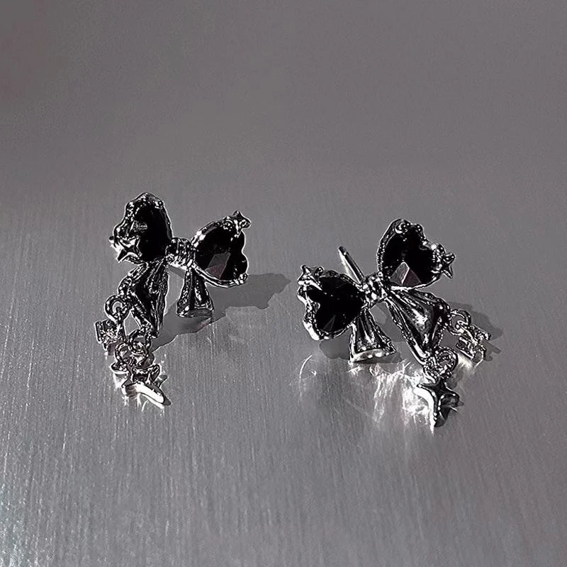 New Y2K Bowknot Zircon Stud Earrings for Women Fashion Korean Silver Color Pink Crystal Personality Earring Party Jewelry Gifts Vera Lux