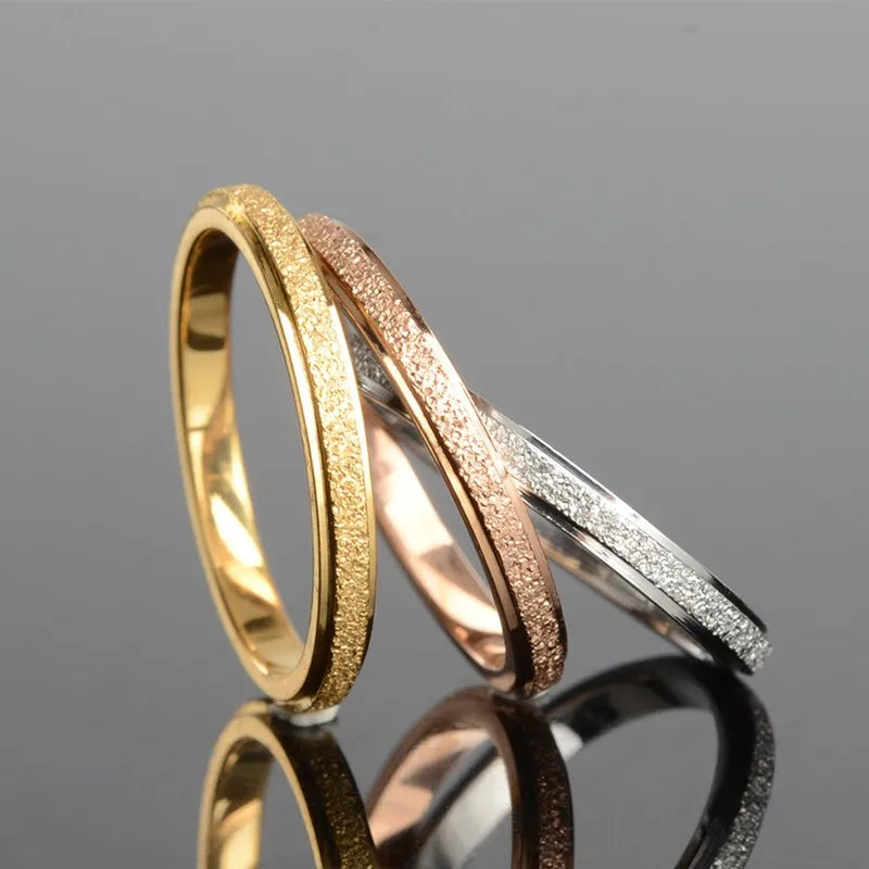 Stainless Steel Matte 2mm Thin Stackable Ring Wedding Band for Women Girl Size 3-10 Vera Lux