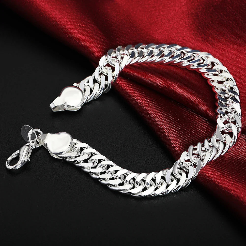 925 Sterling Silver Exquisite Solid Chain Bracelet Fashion Charm Women Men Solid Wedding Cute Simple Models Jewelry Vera Lux