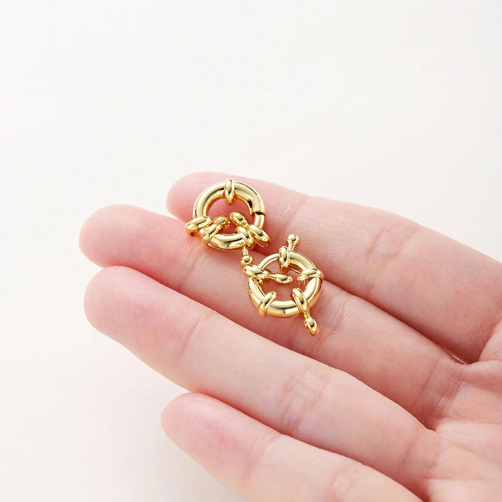 1-4pcs 14K 18K Real Gold Plated Sailor Clasps Bracelet Charm End Connector Spring Clasp For DIY Jewelry Making Necklace Findings Vera Lux