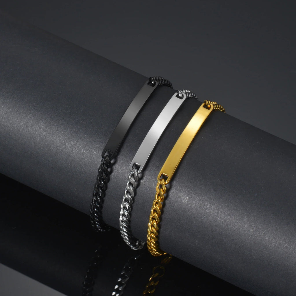 Bluelory Personalized Bracelet For Men  Women Stainless Steel Multi Styles Blank Nameplate Heart Bracelet  Party Jewelry Gift Vera Lux