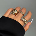 3 Pcs Punk Chunky Irregular Rings Set for Women Creative Geometric Adjustable Open Finger Rings Fashion Statement Jewelry Girls Vera Lux