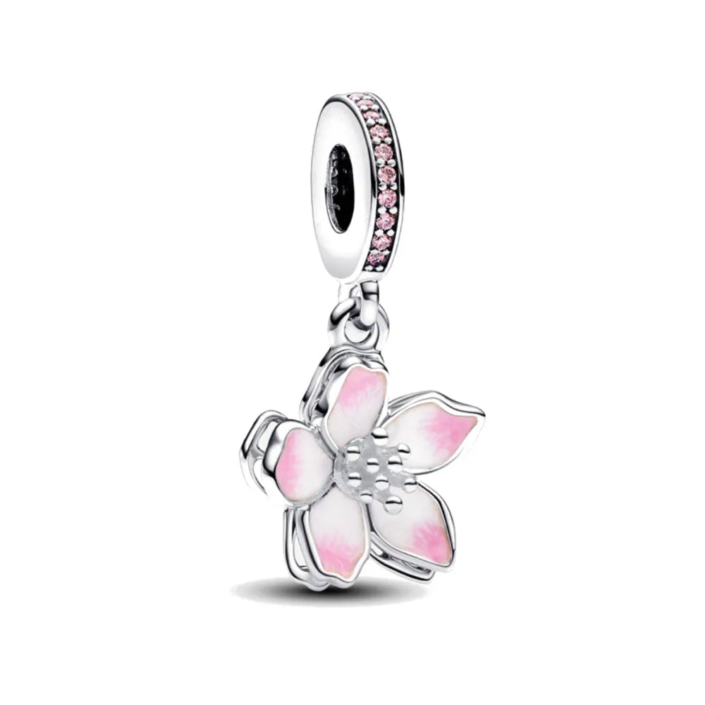 2026 Spring Pink Series Ballon Butterfly Flower Pendant Fit S925 European 925 Sterling Silver Bracelet Bangles Necklace Vera Lux