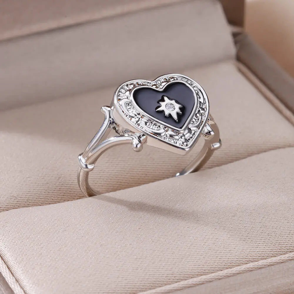 Heart Shape Zircon Rings For Women Stainless Steel Gold Color Aesthetic Couple Ring 2024 Trend Wedding Jewelry Gift For Friend Vera Lux