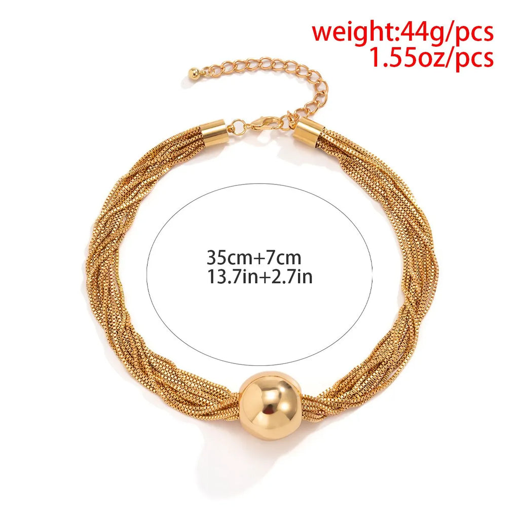 Exaggerated Twisted Chunky Chain Necklace for Women Punk Big Ball Pendant Choker Clavicle Link Grunge Jewelry Steampunk Men New Vera Lux