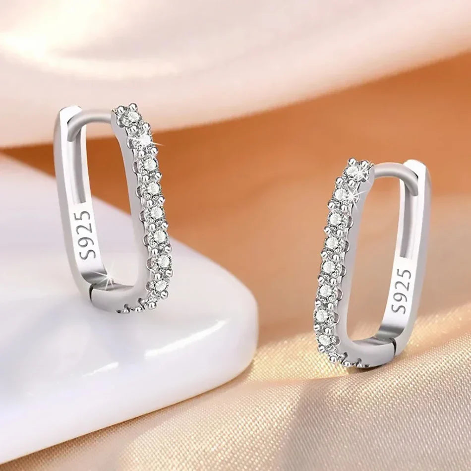 High-quality 925 Sterling Silver Crystal Fashion Circle Hoop Earrings for Woman Wedding Party Gift Street Versatile Jewelry Vera Lux
