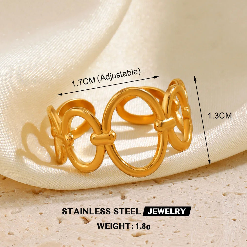 1Pc Stainless Steel Gold Color Rings For Women Waterproof Geometric Open Finger Ring Girls Fashion Daily Jewelry Accessories Vera Lux