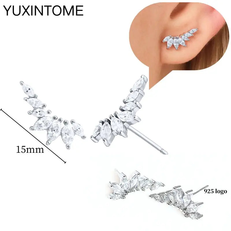 925 Sterling Silver Ear Needle Fashion Hoop Earrings White Crystal Luxury Women's Silver Earrings Wedding Women's Jewelry Gift Vera Lux