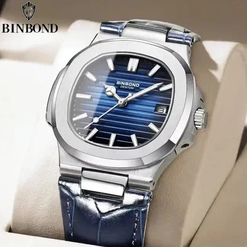 Casual Business New Blue Leather Man Clock Men Luxury Watch Automatic Watches Mens Fashion Quartz Wristwatches Montre Homme 2026 Vera Lux
