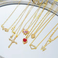 8 Pcs Simple Temperament Necklace Set For Women Elegant Gold Color Crystal Butterfly Cross Rose Heart Star Pendant Necklaces Vera Lux