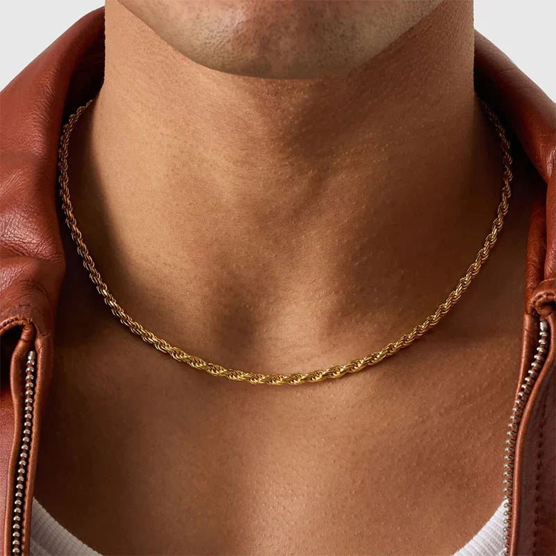 Waterproof Classic 18K Gold Plated Stainless Steel 3mm Rope Chain For Men Women Jewelry Accessories Vera Lux