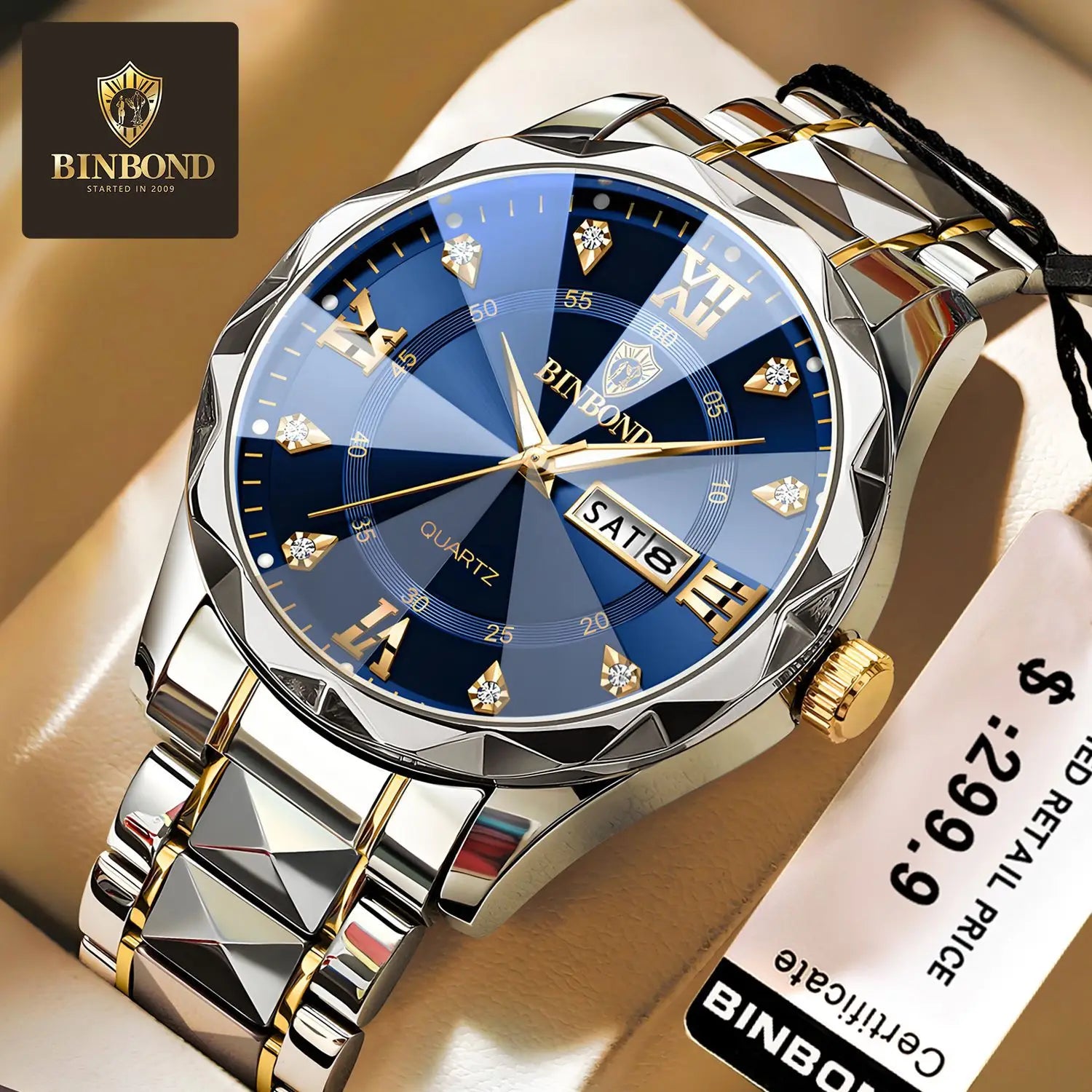 New Gold Business Leather Casual Diamond Clock Men Luxury Watch Automatic Watches Mens Fashion Quartz Wristwatches Orologi Uomo Vera Lux