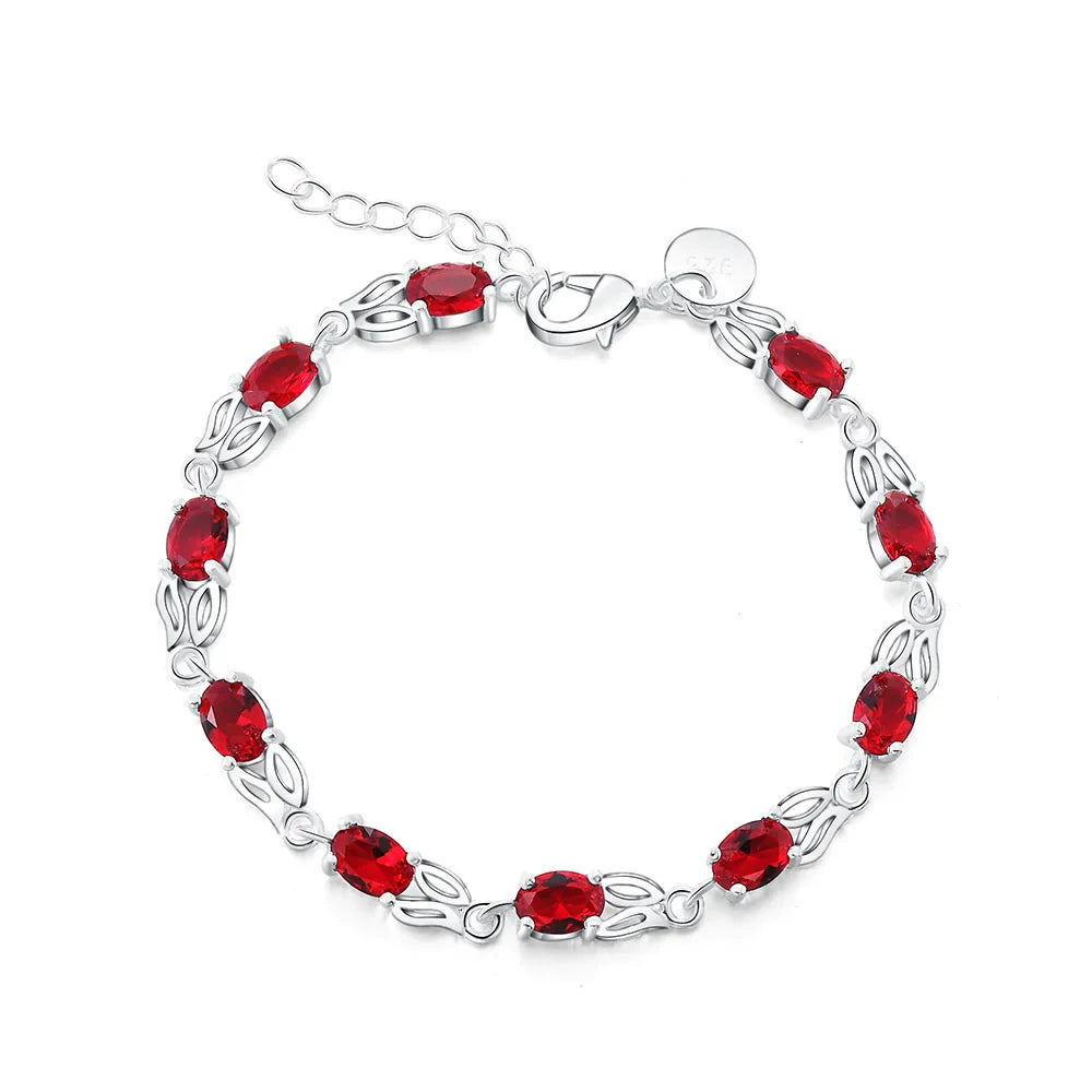 925 Sterling Silver Ruby Sapphire Amethyst Gemstone Bracelets Woman Wedding Jewelry Accessories Wholesale Jewellery Vera Lux