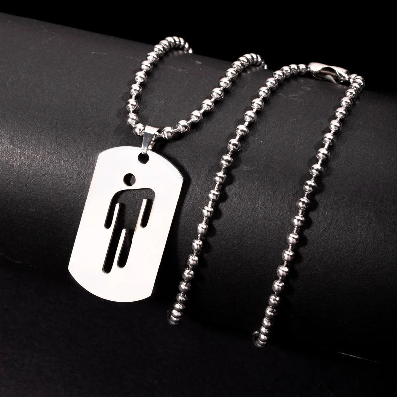 1pcs New Hollow-out Pendant Simple Stainless Steel Figurine Necklace Hip-hop Trend Military Pendant Sweater Chain Vera Lux