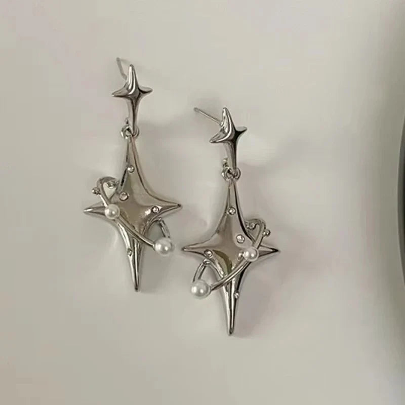 Y2K Star Drop Earrings Cool Girl Harajuku Creative Planet Pearl Crystal Stars Earings Korean Fashion for Women PunkJewelry Vera Lux