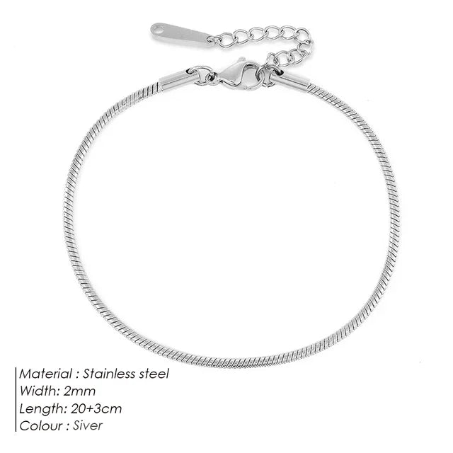 SUNIBI Stainless Steel Snake Chain Anklet for Women Not Allergic Adjustable Sexy Leg Foot Bracelet Gifts Accessorie Dropshipping Vera Lux